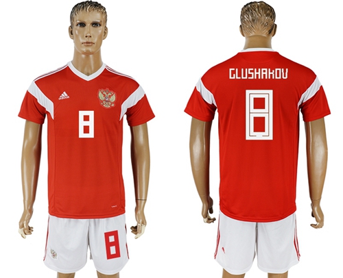 Russia #8 Glushakov Home Soccer Country Jersey - Click Image to Close